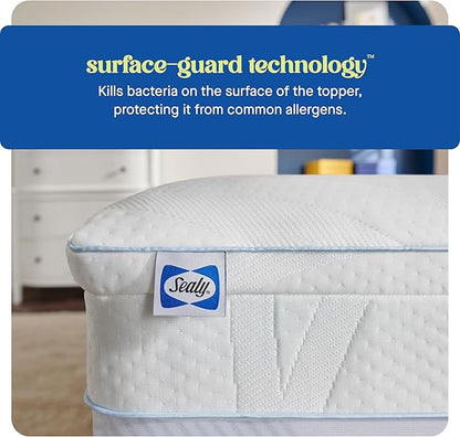 Sealy Dreamlife 3” Gel Memory Foam Twin XL Mattress Topper with 1” Quilted Cooling Cover, SealyComfort Gel Foam, SealyCool Poly Blend Cover
