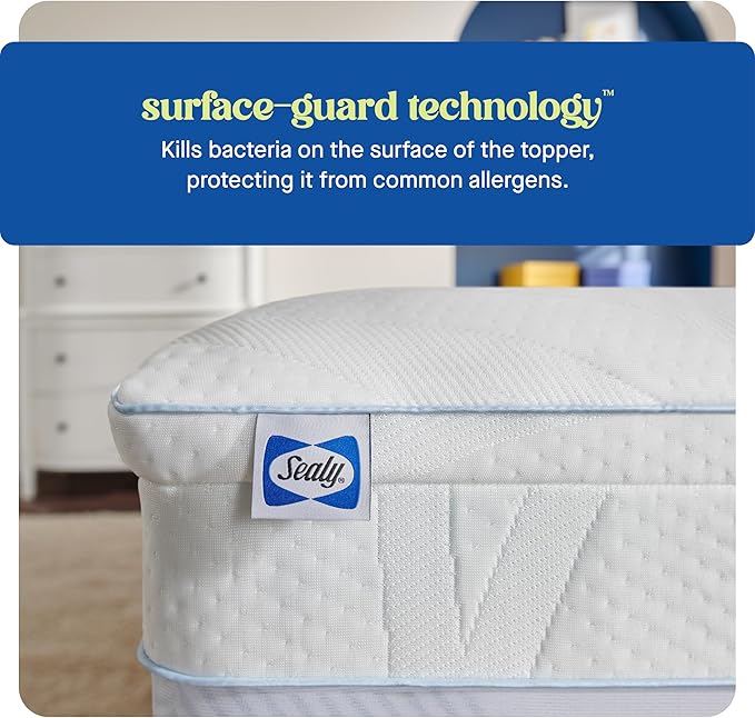 Sealy Dreamlife 3” Gel Memory Foam King Mattress Topper with 1” Quilted Cooling Cover, SealyComfort Gel Foam, SealyCool Poly Blend Cover