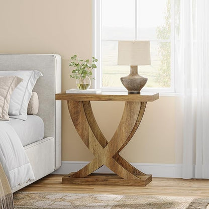 Tribesigns Wood End Side Table for Living Room, Night Stand for Bedroom with Cross Fishtail Support, Farmhouse Nightstand for Small Spaces, Accent Furniture, Easy Assembly, Retro Wood Grain (1, Brown)