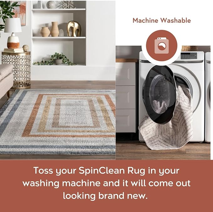 nuLOOM Alienor Geometric 3x5 Machine Washable Accent Rug for Living Room Bedroom Dining Room Entryway Kitchen, Multicolor/Ivory