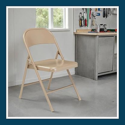 OEF Furnishings OEF900 Series Premium Lightweight All-Steel Folding Chairs (4-Pack, Beige)