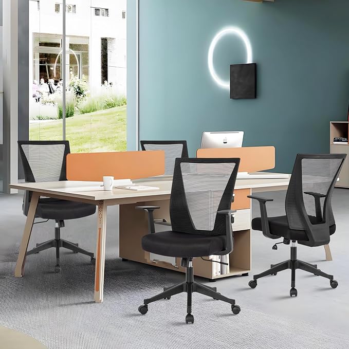 CLATINA Home Office Chair Ergonomic Desk Chair Mesh Computer Chairs with Armrests Executive Rolling Wheels Swivel Heavy Duty Chairs Office, Home, Black 4 Pack