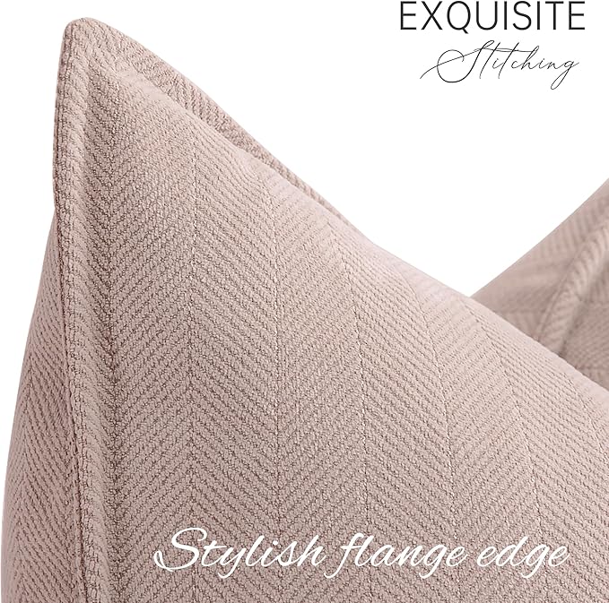 ZWJD Dusty Pink Pillow Covers 26x26 Set of 2 Chenille Throw Pillow Covers with Elegant Design Soft and Luxurious Decorative Throw Pillows for Couch, Bed, and Home Decor