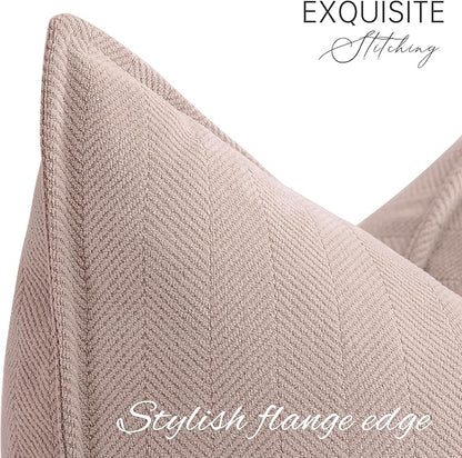 ZWJD Dusty Pink Pillow Covers 20x20 Set of 2 Chenille Throw Pillow Covers with Elegant Design Soft and Luxurious Decorative Throw Pillows for Couch, Bed, and Home Decor