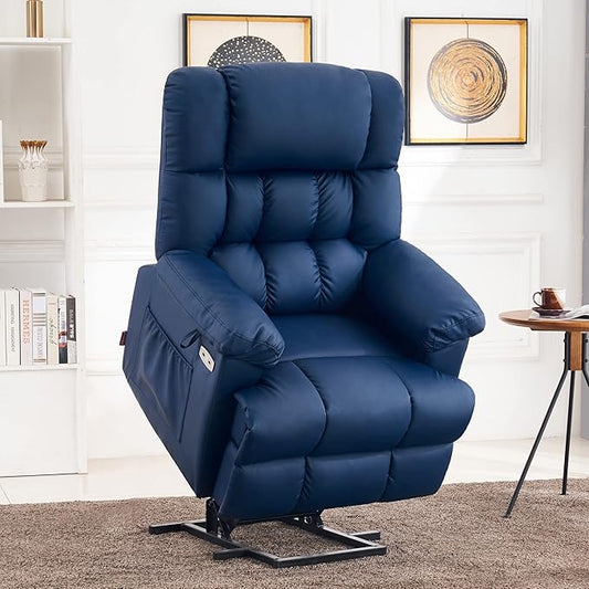 MCombo Power Lift Recliner Chair Sofa with Massage and Heat, Adjustable Headrest, 3 Positions, USB Ports, for Elderly People, Faux Leather 7533