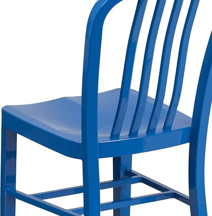 Flash Furniture Gael Commercial Grade 2 Pack Blue Metal Indoor-Outdoor Chair