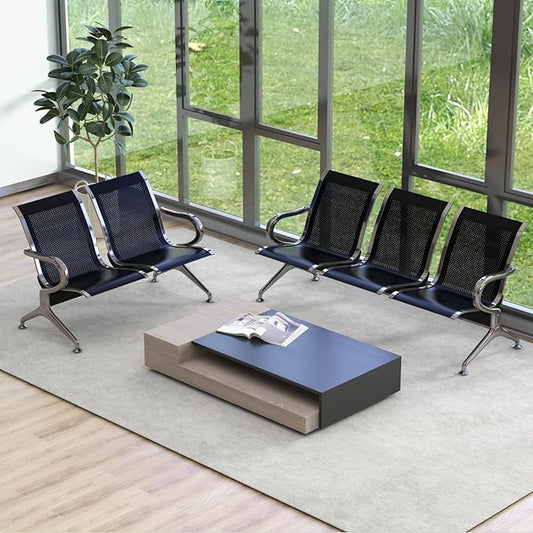 Kinsuite 5-Seat Office Guest Chairs & Reception Chairs - Waiting Room Chairs Airport Reception Seat Bench, Guest Chairs with Arms Lobby Bench Seating for Office Bank Airport Hospital, Black