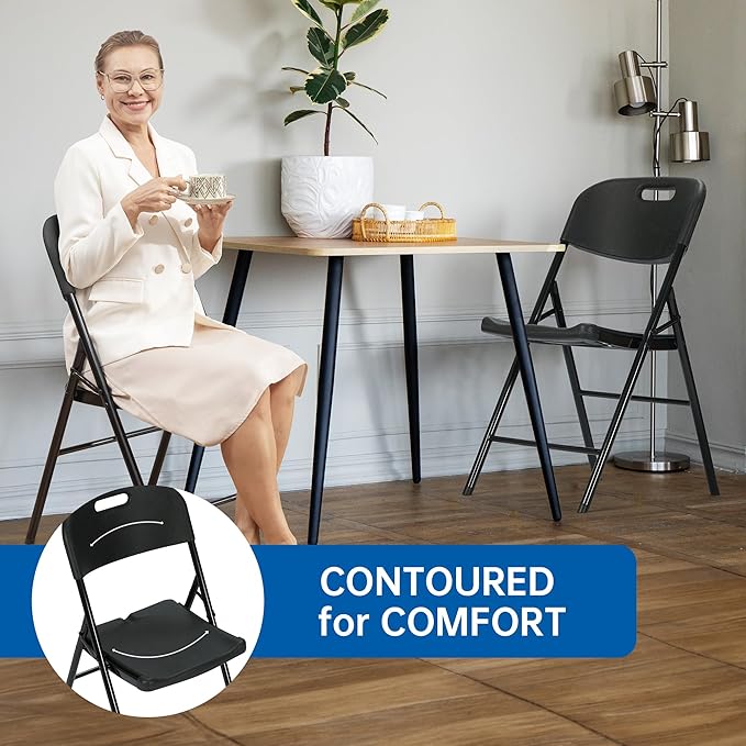 30 Pack Thicker 800 LBS Black Folding Chairs, Commercial Grade Folding Chair, Foldable Chairs for Events
