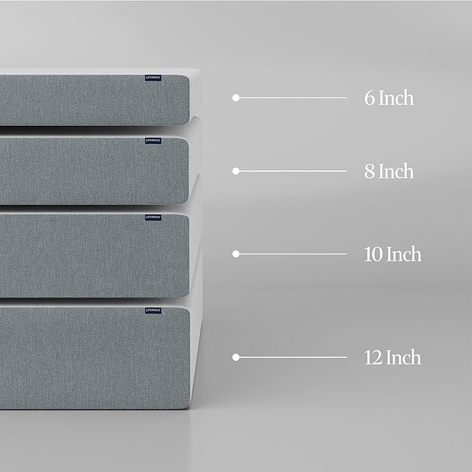 LIFEMENT Basic Queen Graphite Infused Memory Foam Mattress in a Box | Medium Firm Bed, Fiberglass Free, Certified Pressure Relief Foam, Cooling Comfort Sleep, 12 Inch