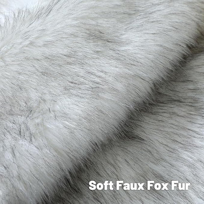 FUTEI Black White Decorative Throw Pillow Covers 16x16 Inch Set of 2,Soft Fluffy Faux Fox Fur Textured Cushion Case,Modern Home Decor for Couch Living Room