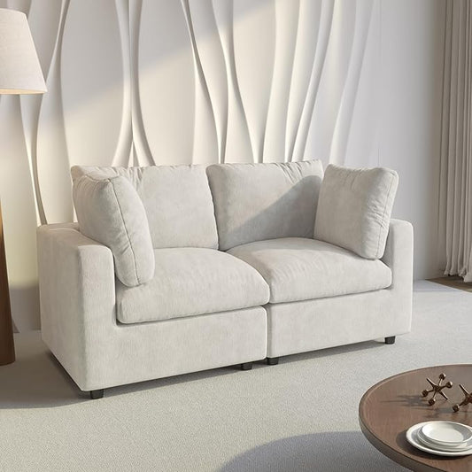 WJShome Cloud Sectional Couches for Living Room,67" Convertible Love Seat, 2 Seater Modular Sectional Sofa,Deep Seater Furniture Sets,Beige