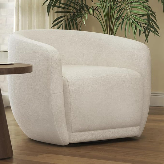 Leyu&Hafort Swivel Accent Chair, Upholstered Reading Armchair, Modern Living Room Chair, Club Living Room Chair for Bedroom, Office, Study, Apartment (Beige)