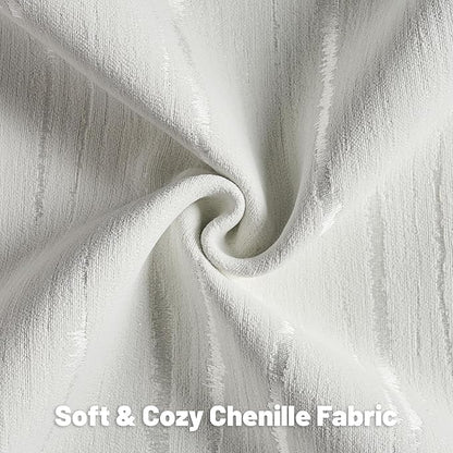 FUTEI White Chenille Decorative Throw Pillow Covers 26x26 Inch Set of 2,Soft Embossed Striped Textured Euro Pillow Shams,Modern Home Decor for Couch Bed Living Room