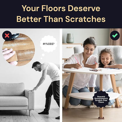 CasterMaster Chair Leg Floor Protectors & Furniture Sliders - 2 in x 2 in Round Brown Set of 4 - Non Slip Furniture Pads for Hardwood Floors & Noise Reduction