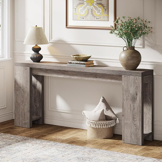 Tribesigns 70.9-Inch Long Console Table, Farmhouse Wooden Entryway Sofa Table Behind Couch, Narrow Entry Console for Living Room, Hallway, Entrance, Foyer, Grey