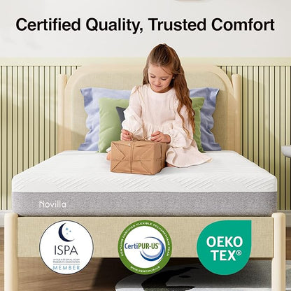 Novilla Mattress Queen Size, 8 Inch Cooling Memory Foam Queen Mattress in a Box for Contour Support & Pressure Relieving & Plush Comfort, CertiPUR-US Certified Foam