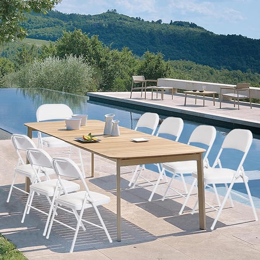 40 Pack Folding Chairs with Padded Seats, Padded Folding Chair with Steel Frame for Events Home Office, Pu Leather Folding Chair White