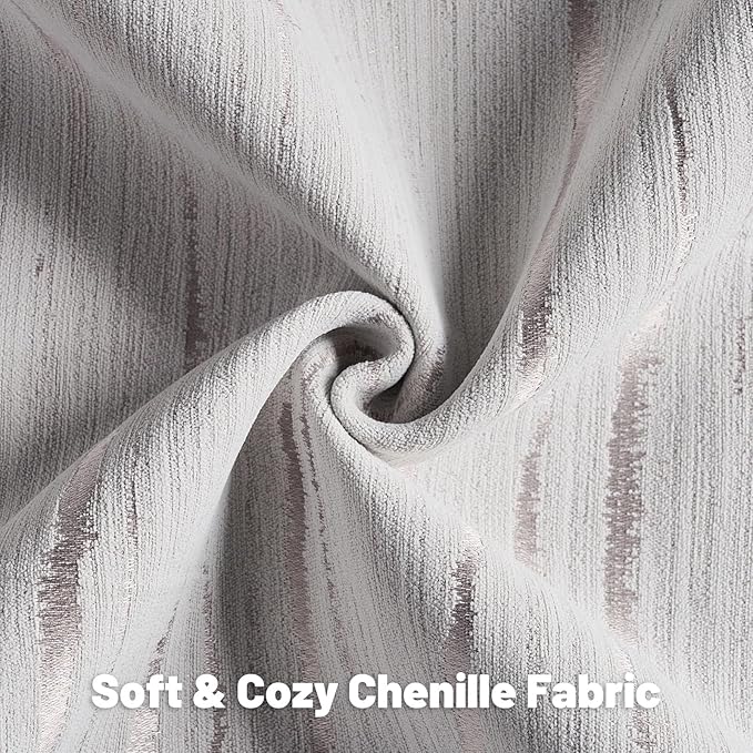 FUTEI Grey Chenille Decorative Throw Pillow Covers 22x22 Inch Set of 2,Soft Embossed Striped Textured Cushion Case,Modern Home Decor for Couch Bed Living Room
