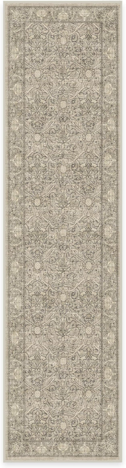 RUGGABLE x Morris & Co Machine Washable Runner Rug – Montreal Natural Stone 2.5x10, Stain-Resistant, Non-Slip – Washable Rug for Hallway, Entryway, Living Room & Kitchen–with Cushioned Pad