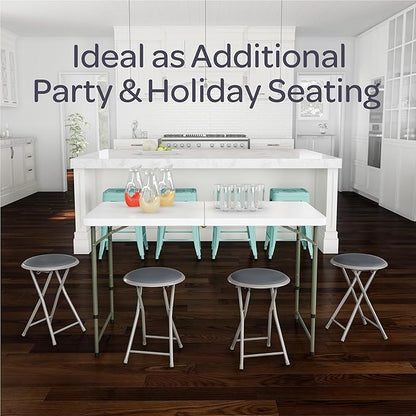 Folding Stool - Backless 18-Inch Stool with 225lb Capacity for Kitchen or Rec Room - Portable Indoor Counter Bar Stools by Lavish Home (Gray)