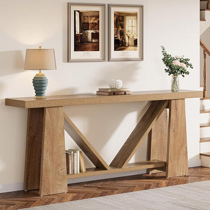 Tribesigns 70.9-Inch Extra Long Console Table, Farmhouse Entryway Table with Storage, Narrow Wooden Couch Table Behind Sofa for Living Room, Entrance, Hallway