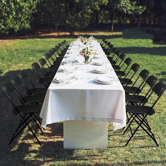 70 Pack Black Plastic Folding Chairs, Portable Party Chairs, Stackable Commercial Seats with Steel Frame for Home Office Wedding Party Indoor Outdoor Events Chairs, 350lbs Capacity
