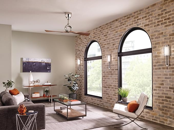 Kichler Link 54" Ceiling Fan in Polished Nickel, 2-Blade Contemporary Fan for Bedroom or Living room with Remote, (54" W x 24.25" H), 300168PN