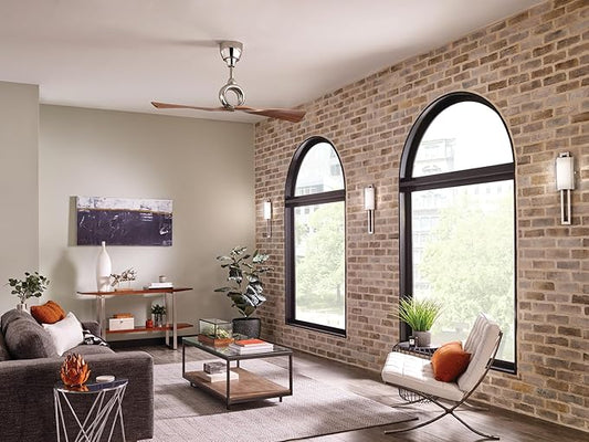 Kichler Link 54" Ceiling Fan in Polished Nickel, 2-Blade Contemporary Fan for Bedroom or Living room with Remote, (54" W x 24.25" H), 300168PN