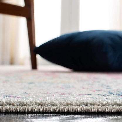 SAFAVIEH Evoke Collection 3' x 5' Ivory / Fuchsia EVK256Q Oriental Distressed Non-Shedding Living Room Bedroom Accent Rug