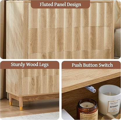Fluted 3 Drawer Dresser, 31.5" Wide Modern Storage Chest of Drawers, Wood Drawer Organizer for Bedroom, Living Room, Hallway