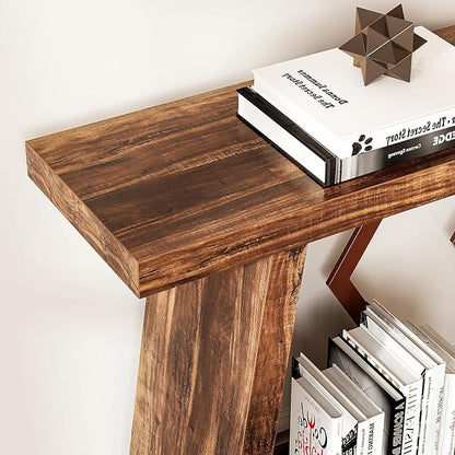 LITTLE TREE 70.9-Inch Console Table, Long Sofa Table Behind Couch, Farmhouse Console with Shelf for Entryway, Living Room, Hallway