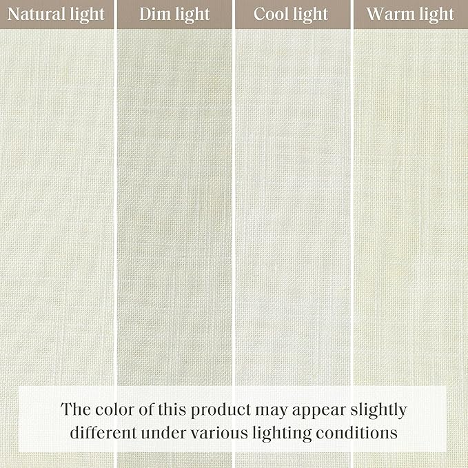 Madison Park Kyler Cordless Roman Shades - Single Panel, Lightweight Linen Blend Fabric, Natural Design, Easy Installation, Light Filtering Window Blind, Bedroom, Living Room Decor 29"W x 64"H Ivory