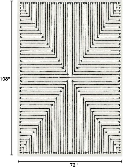 RUGGABLE x Jonathan Adler Machine Washable Modern Area Rug – Inkdrop Black & Ivory 6x9, Stain-Resistant, Non-Slip – Medium Rugs for Living Room, Bedroom, Hallway, Entryway & Office–with Cushioned Pad