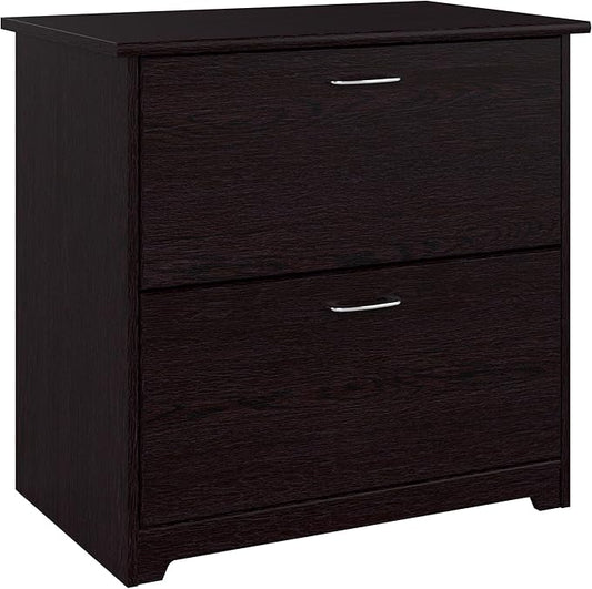 Bush Furniture Lateral File Cabinet - Cabot Collection 2 Drawer File Cabinet with Chrome Hardware | Elegant Filing Cabinet for Home Office, Letters, Legal and A4 Files | Espresso Oak
