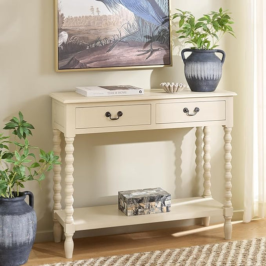 SAFAVIEH Home Collection - Athena Sand Console Table with 2 Drawers and 1 Shelf, Farmhouse Accent Entryway Table (CNS5702E)