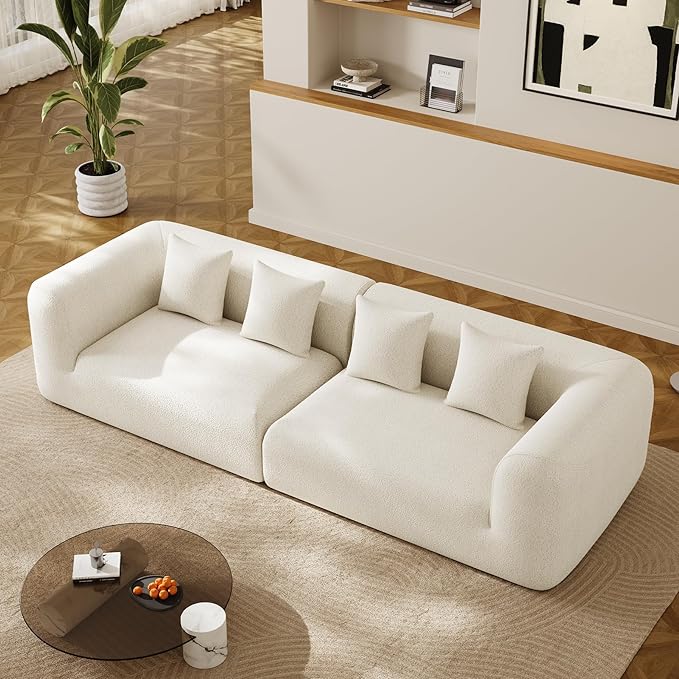 120'' Oversized Sectional Couches for Living Room Boneless Modular Sectional Sofa Plush Chenille Cloud Modular Couch Modern Sectionals with Deep Seat, No Assembly Required, 4 Seater, Beige