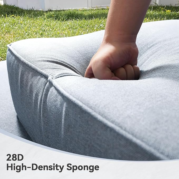Luxury 6" Outdoor Cushions for Patio Furniture, 24x24x6" Thick Seat Cushion Set of 5, Fade Resistant Couch Chair Replacement Cushions High Density Wicker Chair Cushion w/ Removable Cover Baby Blue
