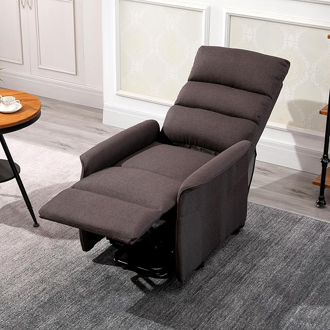 HOMCOM Power Lift Recliner Chair for Elderly, Easy Assembly, Fabric Lift Chair for Adults, Recliner Sofa with Remote Control, Side Pockets for Living Room, Brown
