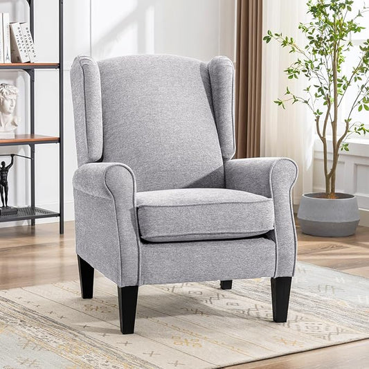 Modern Accent Chair, Fabric Armchair with High Back & Sturdy Legs, Comfy Single Sofa Chair for Bedroom, Living Room, Reading & Balcony