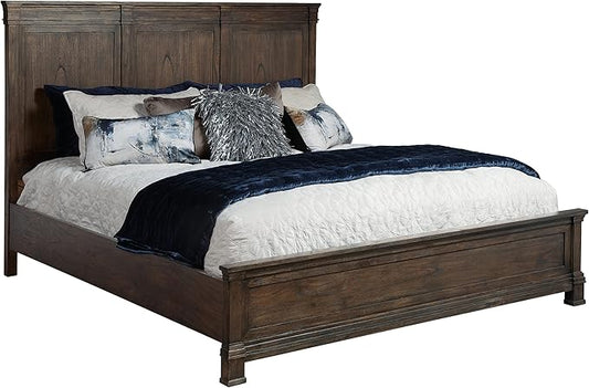 Hekman Furniture Cal King Bed Linwood Finish, Mindi Solids & Veneers Sturdy Material Wide Space Bedroom Furniture, Dentil Molding Headboard with 3 Overlay Panels Best Bed Frame for Farmhouse