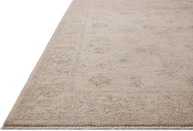 Loloi Chris Loves Julia Louisa Collection LOI-01 Oatmeal/Stone 9'-6" x 9'-6", .38" Pile Height, Round Area Rug