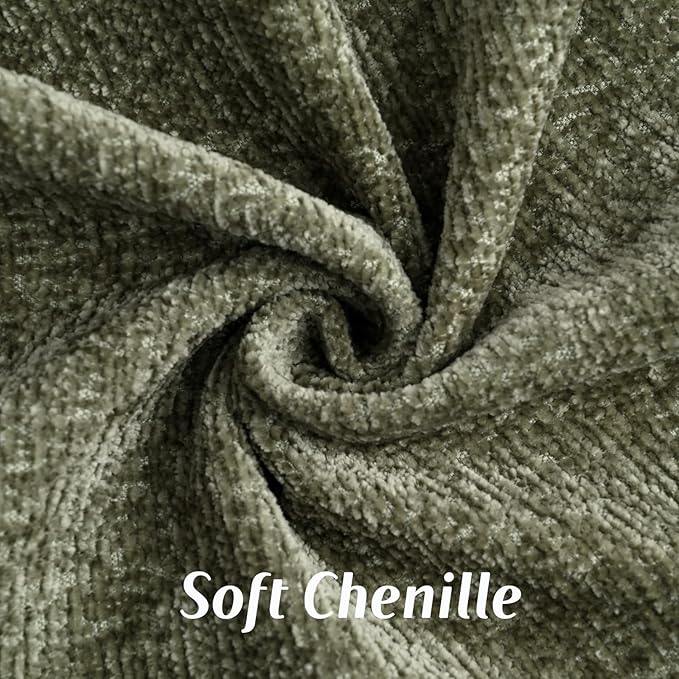 FUTEI Sage Green Chenille Throw Pillow Covers 18x18 Inch Set of 2,Soft Cozy Bound Edge Design Cushion Case,Home Decor for Couch Bed Living Room