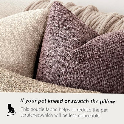 Foindtower Set of 2, Decorative Textured Boucle Throw Pillow Covers Accent Solid Pillow Cases Soft Cozy Couch Cushion Case for Chair Sofa Bedroom Living Room Home Decor 26x26 Inch Dark Purple
