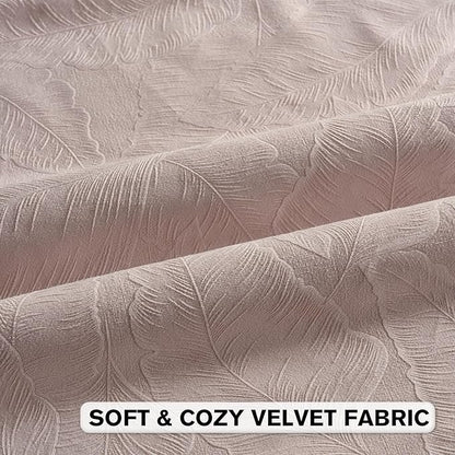 FUTEI Pink Velvet Throw Pillow Covers 16x16 Inch Set of 2,Soft Embossed Leaf-Relief Textured Cushion Cases,Natural Home Decor for Couch Living Room