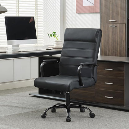 Office Desk Chair,Modern Conference Room Chairs,High Back Ergonomic Home ofiice Chair,Adjustable Height Swivel Executive Computer Chair with Padded Seat and Armrest (Pure Black)