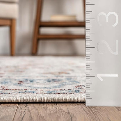 nuLOOM 3' x 5' Machine Washable Stain-Resistant Area Rug Medium Profile for Living Room, Bedroom, and Dining Room, Cady Beige
