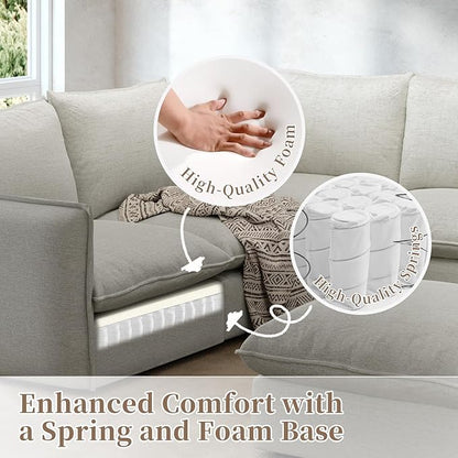 Waterproof Cloud Sectional Sofa for Living Room,High Backrest Down Filled Couch,5 Seater Oversized Modular V-Shaped Couches,Detachable Couch Covers,Light Grey
