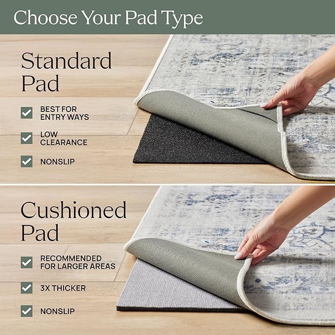 RUGGABLE Washable Vintage Area Rug – Sarrah Hazel 6x9, Stain-Resistant, Non-Slip – Medium Machine Washable Rugs for Living Room, Bedroom, Hallway, Entryway & Office–with Cushioned Pad