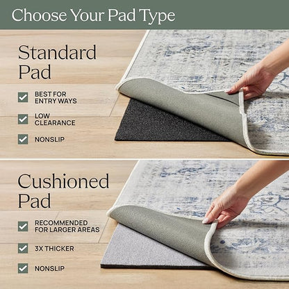RUGGABLE Washable Vintage Area Rug – Kamran Ivory Opal 6x9, Stain-Resistant, Non-Slip – Medium Machine Washable Rugs for Living Room, Bedroom, Hallway, Entryway & Office–with Cushioned Pad