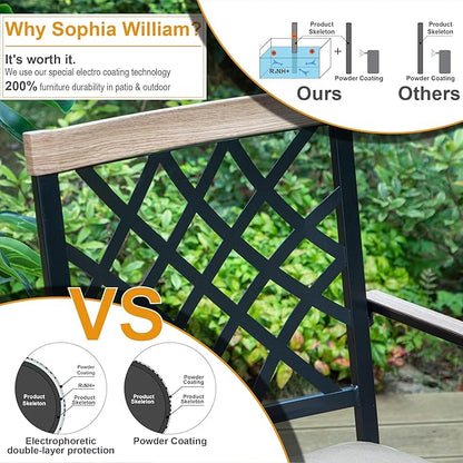 Sophia & William Outdoor Swivel Metal Chairs Set of 4, Patio Dining Chairs with Cushions, Strong Capacity Furniture Set for Garden Backyard Support 300lbs